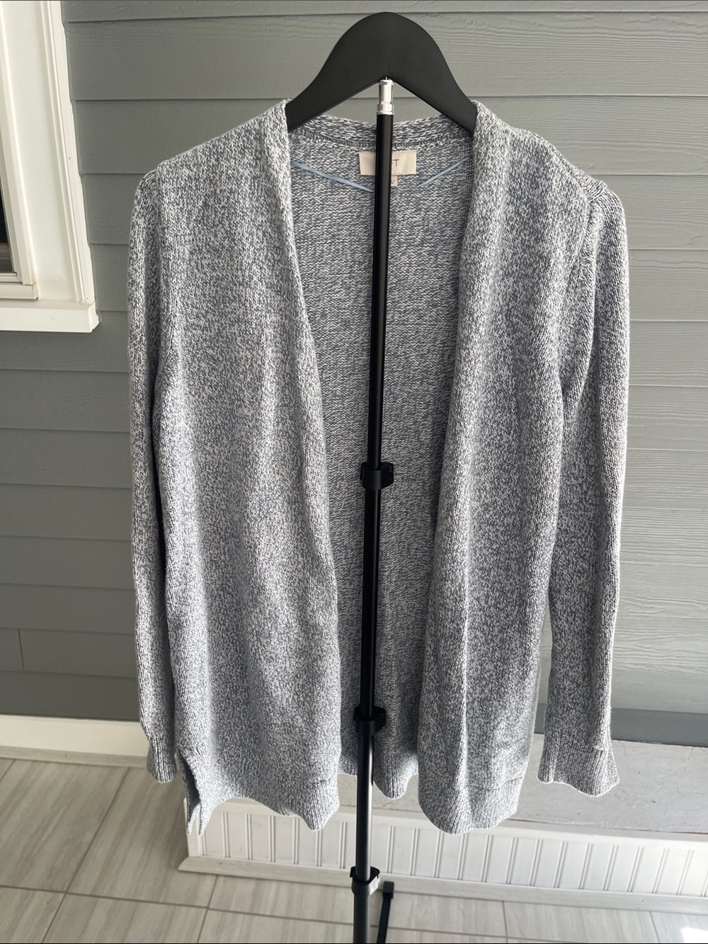 LOFT Light Blue/White Speckled Open-Front Women's Cardigan Size Large